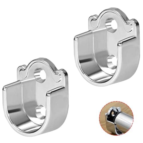 Image of 2 pcs Zinc Alloy Wardrobe Closet Rod Bracket, Shower Curtain Rod Pole End Supports Sockets Flange Holder Fit Rod Dia 19mm