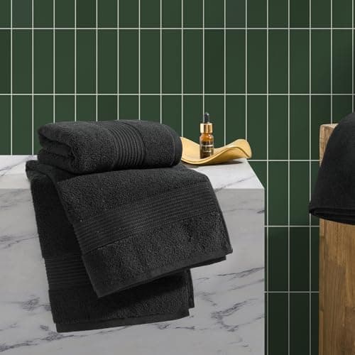 Image of Ted Baker 2-Pack Hand Towel Set - 100% Cotton - Soft, Highly Absorbent - 18" x 28", Black