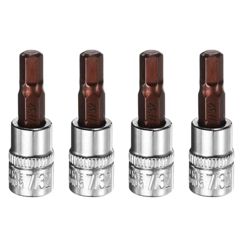 Image of sourcing map 4pcs 7/32" Hex Bit Socket 1/4" Square Drive SAE Extension Impact Bit Power Nut Driver Set S2 & CR-V Steel Socket Ratchet Wrench Bits