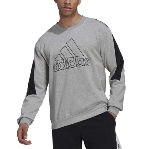 Image of adidas Future Icon Embroidered Badge of Sport Sweatshirt, Medium Grey Heather, XXL