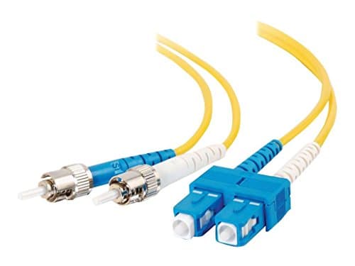 Image of C2G 2m ST-ST 9/125 OS1 Duplex Singlemode PVC Fibre Optic Cable (LSZH) - Yellow