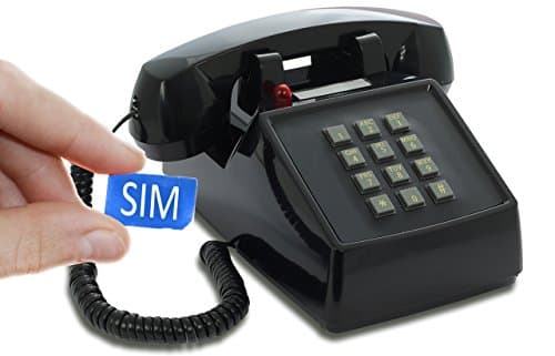 Image of Opis PushMeFon Mobile: Retro GSM SIM Desk Phone - the Desktop Mobile Telephone with Simcard that replaces a landline in Black