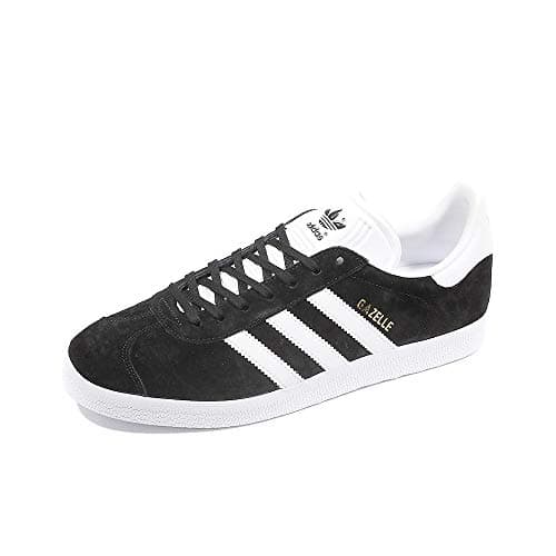 Image of adidas Unisex Gazelle Running Shoes, Black Core Black White Gold Metallic, 9 UK