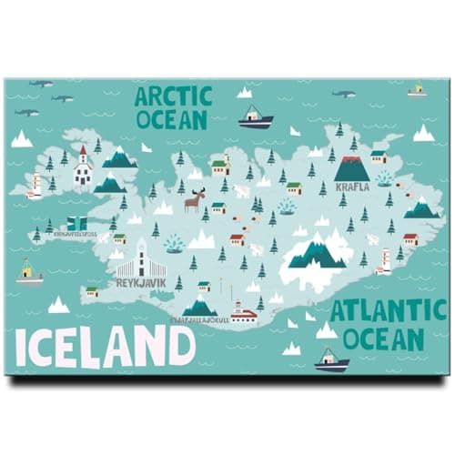 Image of Iceland Map Fridge Magnet Reykjavik Travel Souvenir