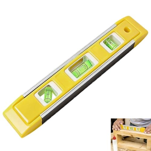 Image of Spirit Level, Torpedo Level 230mm/9-Inch Magnetic with 3 Bubbles (Vertical, Horizontal, 45°), High-Visibility Yellow Body, Compact Tool for Carpentry, Woodworking, Metal Work, and More