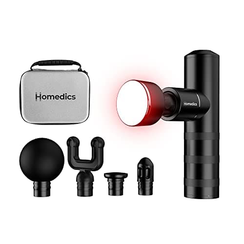 Image of HoMedics MYTI Mini Massage Gun - Pocket Heated Electric Handheld Massagers with 5 Attachments & 4 Intensity Settings, Deep Tissue Vibrating Percussion Massager for Discomfort Ease & Travel - Black
