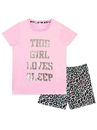 Image of Harry Bear Girls Short Pyjamas Sleep Slogan Pink 7-8 Years