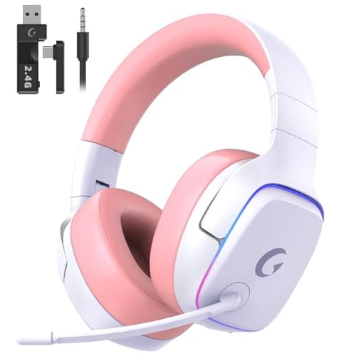 Image of Wireless Gaming Headset, 2.4GHz Gaming headphone for PS5 PS4 PC Switch Mac, Bluetooth 5.3 Wireless Headset with Noise Cancelling Mic, 7.1 Surround Sound, 70H Battery, Foldable, Dynamic LED Lights