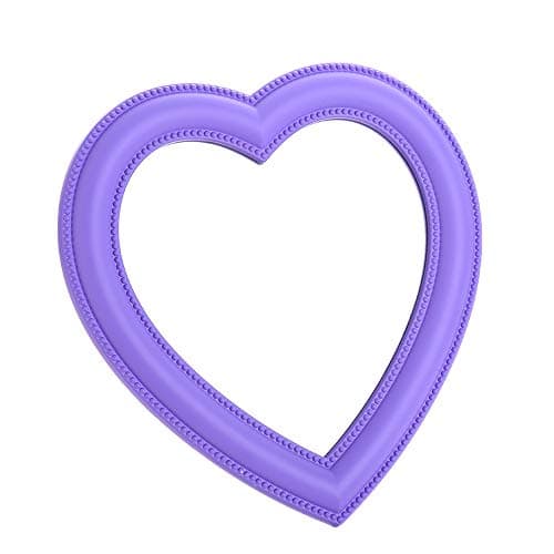Image of Hosoncovy Heart Shaped Foldable Desktop Makeup Mirror with Stand,Decorative Wall Hanging Handheld Cosmetic Vanity Gift Mirror (Purple)