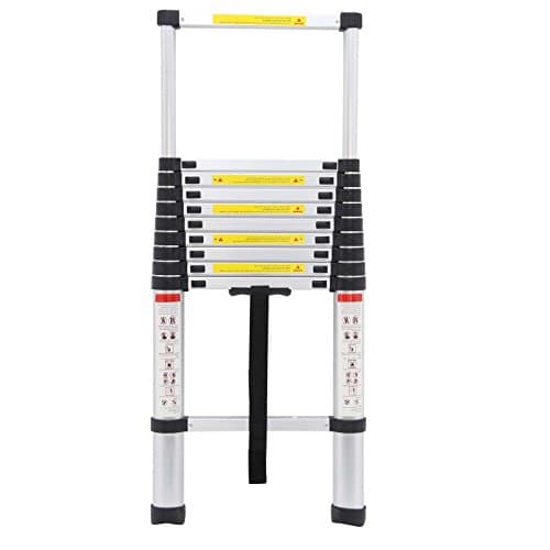 Image of 10.5Ft 3.2M Extendable Alminium Ladders Telescopic Folding Extending Portable 11 Steps Loft Extension Ladder DIY Multi Purpose Ladder UK Stock