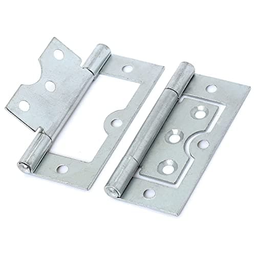 Image of Large Silver Flush Cabinet Hinges Door Flush Hinges 75mm/3-Inch Heavy Duty Silver Flush Hinges for Cupboards and Cabinets Dresser Wardrobes Pack of 2.