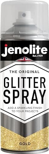 Image of JENOLITE Glitter Spray Paint | GOLD | 400ml | Multi Surface Glitter Spray Paint | Ideal for Artistic Projects : Perfect for Picture Frames, Mirrors, Ornaments & Crafting