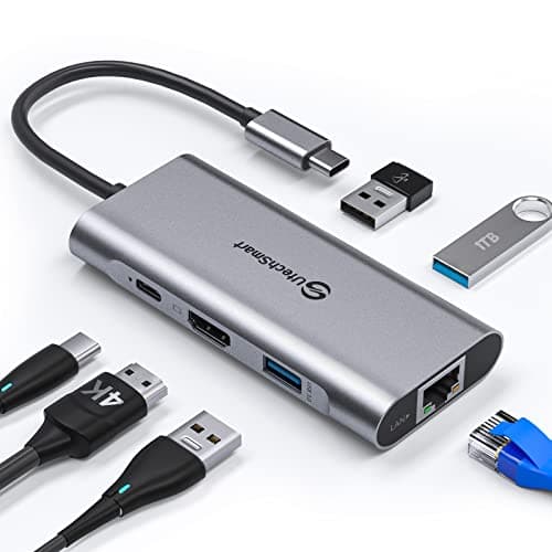 Image of UtechSmart USB C Hub, USB C Ethernet Multiport Adapter, 6 In 1 USB C to HDMI Dock Compatible for Macbook Pro/Air, Chromebook, Dell XPS, HP and Type C Devices (Gigabit Ethernet 100W PD 4K HDMI USB 3.0)