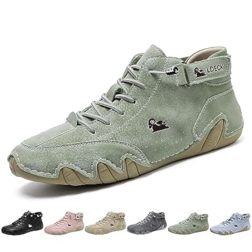 Image of Explorer Waterproof Lightweight Unisex Outdoor Hiking Camping Driving High Top Chukka Boots Non-Slip Breathable Women Men Italian Handmade Sports Shoes, Green, 6/6.5 UK
