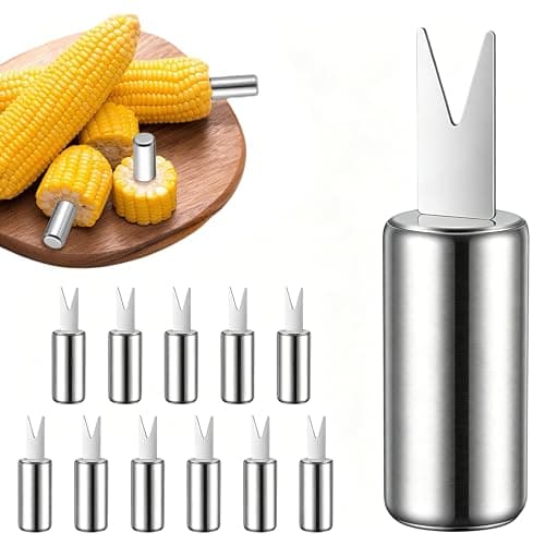 Image of 12 PCS Stainless Steel Corn on The Cob Skewers, Reusable Sweetcorn Forks, Durable Kitchen Tools for BBQ, Camping, Picnics, Parties & Everyday Cooking
