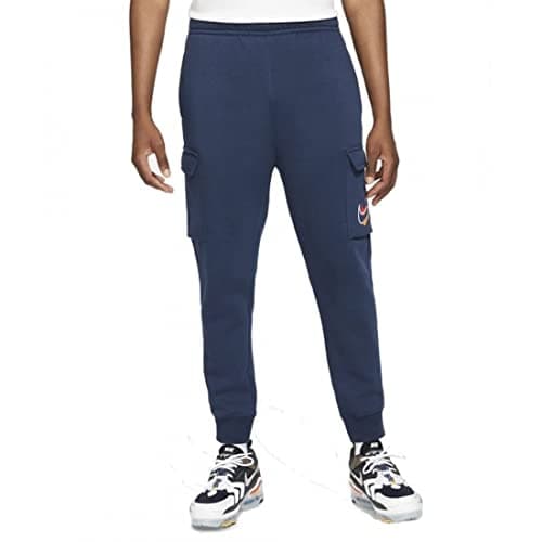 Image of NIKE Mens Cargo Fleece Sweatpant Court Jog Pant Multi Swoosh Pant DQ3946 New (as8, Alpha, m, Regular, Regular) Navy Blue