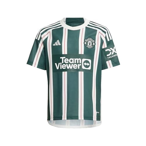 Image of Adidas, Away 23/24 Manchester United Fc, Short Sleeve Football Jersey, Green Night/Core White/Active Maroon, 1112, Child