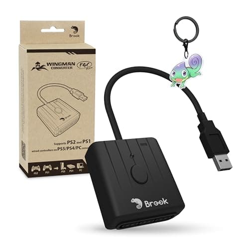 Image of Brook Wingman FGC Retro with Keychain – PS1 & PS2 Controller for PS5, PS4, PC – Turbo, Remap, Macro – X-Input – Compatible with Dance Mats, Arcade Sticks, Rhythm Game Controllers
