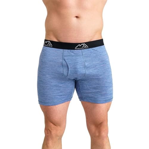 Image of Merino.tech Merino Wool Underwear Men - 100% Merino Wool Boxers for Men (Large, 1 Pack - 190 Deep Blue)