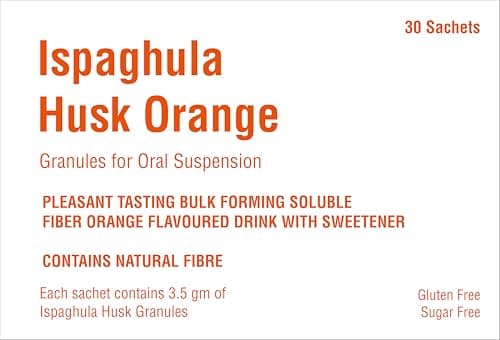 Image of Ispaghula Isabgol Psyllium Husk for Constipation Relief and Weight Loss - Natural Dietary Fiber - Laxative - 30 Orange Sachets