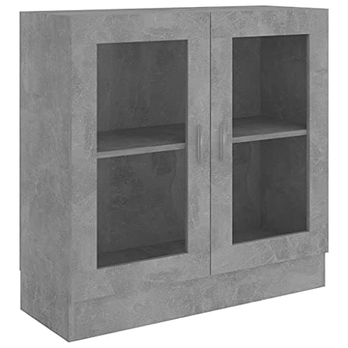 Image of Natulvd Bookcases with 2 Glass Doors, Book Cabinet Display Storage Shelving Unit, Storage Rack File Cabinet for Living Room Bedroom Office - Grey - 80 cm H