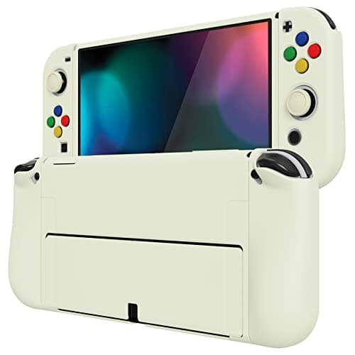 Image of PlayVital ZealProtect Soft Protective Case for Nintendo Switch OLED, Case Cover Accessory for Nintendo Switch OLED with Sticks Caps & ABXY Direction Button Caps (Antique Yellow)