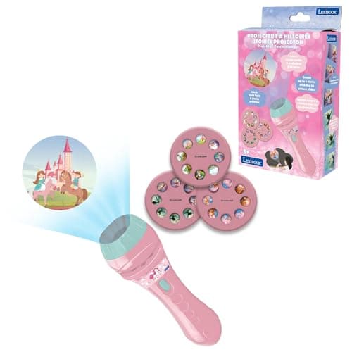 Image of LEXIBOOK - Unicorn - Stories projector, torch light and projector with 3 discs, 24 images, create your own stories, LTC050UNILXB