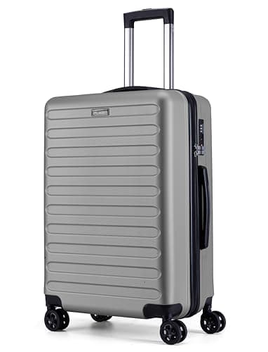 Image of FLIEE Medium Suitcase Hard Shell | TSA 3 Digit Combination Lock|4 Dual Spinner Wheels | Aluminum Telescopic Handle | Lightweight Suitcase | Medium 24" Hold Check in Luggage | (Grey, Medium 24'')