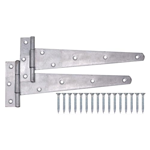 Image of EAI Galvanised Gate Tee Hinges - 300mm / 12 Inch Extra Heavy Duty T Hinges for Wooden Gates, Doors & Sheds - 2 Pack