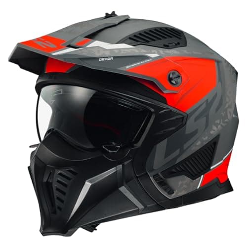 Image of LS2 Motorcycle Helmet OF606 DRIFTER - Devor - Silver Titanium Red - Open Faced With Removable Mask Motorbike Helmet (S) (55-56cm)