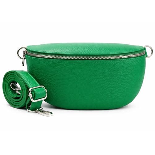 Image of Woodland Leathers Cross Body Bag for Women Genuine Italian Leather Cross Over and Bumbags for ladies, Convertible Crossbody Sling Bag leather Belt Bag for Women with Adjustable Strap (Green)