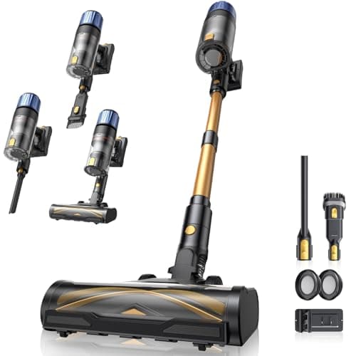 Image of Proscenic P15 Cordless Vacuum Cleaner, Powerful 600W/55Kpa 70Mins Self-Standing Cordless Hoover with Wall Mount, Anti-Tangled Rechargeable Lightweight Stick Vacuum for All Floor Carpets Pet Hair