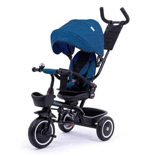 Image of Foryourlittleone Kids Trike V3 Pink Tricycle Baby Push with Parent Handle Bike 9 Months to 5 Years (Blue)