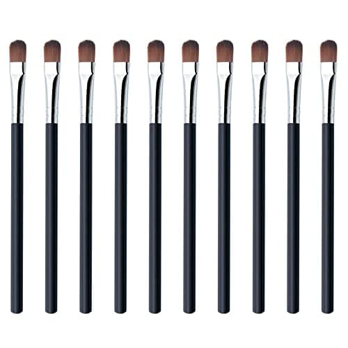 Image of 10 Pcs Eyeshadow Brushes Eyebrow Brush Set Makeup Eyeshadow Applicator Flat Angle Eye Liner Eyebrow Brush for Blending Defining Smudging Shading