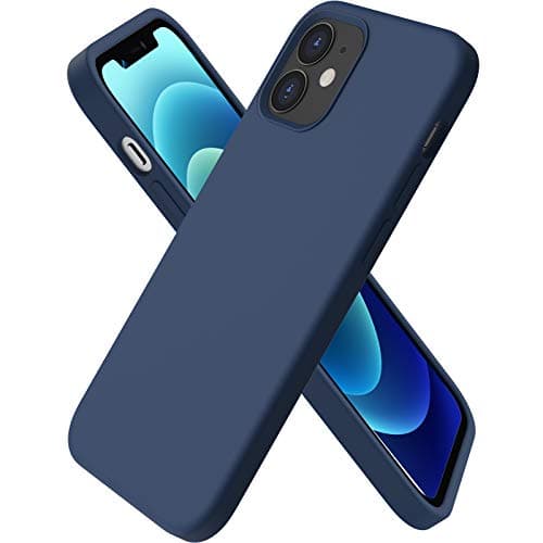Image of ORNARTO Compatible with iPhone 12 mini(2020) Case 5,4, Slim Liquid Silicone Full Covered Soft 3 Layers Gel Rubber with Microfiber Case Cover 5.4 inch-Navy Blue