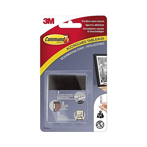 Image of Command 17202BLK Picture Mounting Strips (Size S – Maximum Load up to 1.8 kg) 4 Sets with 2 Strips Medium Black