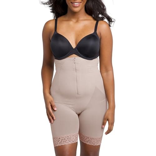 Image of Maidenform Women's Ultra Sculpts Fajas Colombianas, Ultra Firm High Waist Thigh Slimmer Shapewear, Evening Blush, S