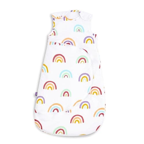 Image of SnuzPouch Baby Sleeping Bag with Nappy Zip - For Easy Nappy Changes, Super Soft Cotton Sleeping Bags with Easy Fit Poppers, Meets British Safety Standard, Rainbow, 2.5 Tog 6-18M