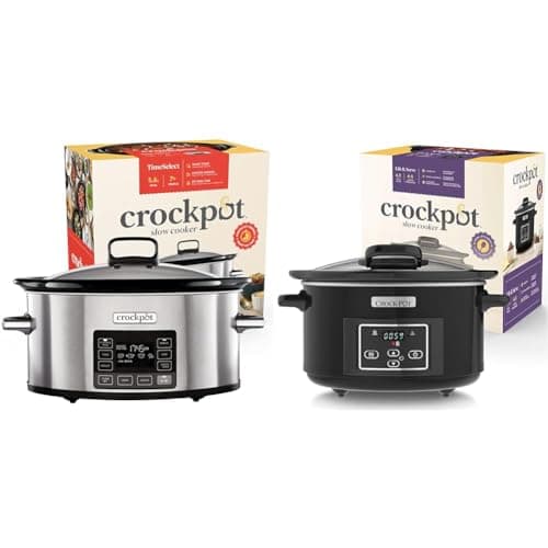 Image of Crockpot TimeSelect Digital Slow Cooker | Programmable Digital Display | 5.6 L | Keep Warm Function & Lift and Serve Digital Slow Cooker with Hinged Lid and Programmable Countdown Timer | 4.7 L