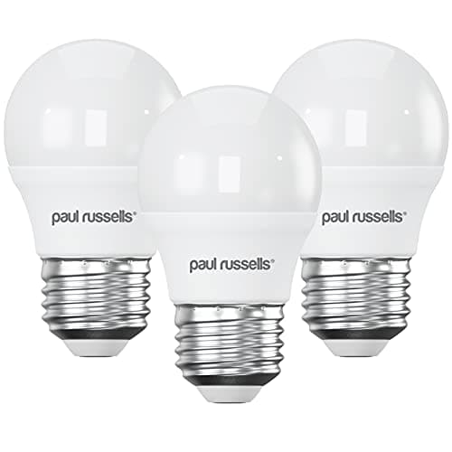 Image of paul russells LED Light Edison Screw E27, 40w Equivalent, 4.9W 470 Lumens LED Bulbs, 6500K Bright Daylight, Mini Globe Frosted G45 ES Golf Ball Energy Saving (Not Dimmable) Lightbulbs, Pack of 3