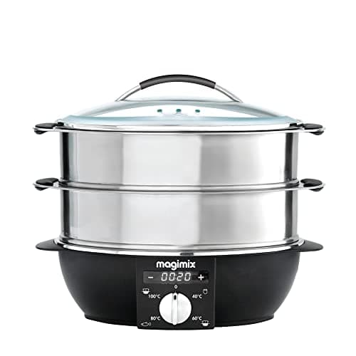 Image of Magimix Multifunctional Electric Food Steamer - 2 Stainless Steel Tiers & Removeable Base, 12.2L Cooking Capacity, Digital Display - Gently Steam Fish, Meats, Rice And Vegetables To Perfection