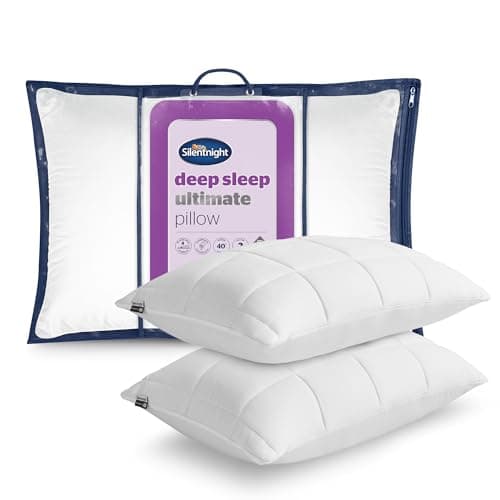 Image of Silentnight Deep Sleep Ultimate Pillow - Luxurious Comfort Down-Like Fibadown Fibres and Soft Cosy Quilted Cover - Bouncy & Plump Bed Pillow for Side Sleepers - Head and Neck Support, 2 Pack