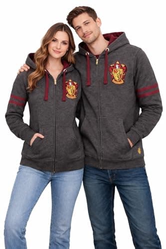 Image of Harry Potter Gryffindor Hoodie – Official Licensed Zip-Up Sweatshirt, Warm Fleece, Long Sleeve Hooded Jumper for Men & Women (UK, Alpha, XL, Regular, Regular)