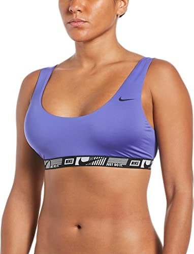 Image of NIKE Women's Scoop Neck Bikini Top, Womens, NESSA333-584, Sapphire, S