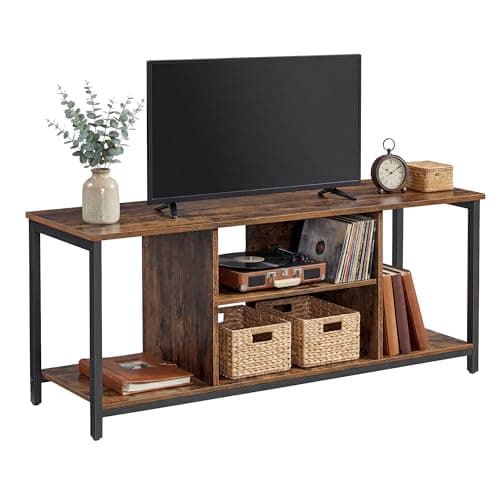 Image of VASAGLE TV Stand for TV up to 60 inches, TV Cabinet with Open Shelves, TV Console for Living Room, Entertainment Room, Rustic Brown and Black LTV060B01