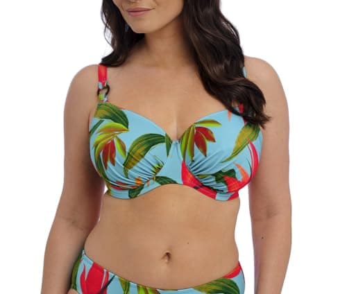 Image of Fantasie Swim Women's Pichola Underwire Gathered Full Cup Bikini Top, Aqua, 3 8F US