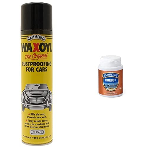 Image of Hammerite 5092943 HAM6710013 400ml Waxoyl Clear Aerosol & 5092819 6100244 90ml Kurust