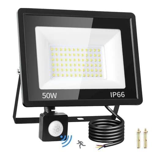 Image of AUXHCYL 50W Security Lights Outdoor Motion Sensor, 4500 Lumens PIR Security Lights, IP66 Waterproof Motion Sensor Outdoor Wall Light, LED Floodlights for Gardens, Garages, Backyard