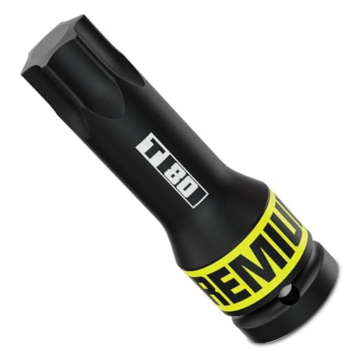Image of Aurlloct 1/2 Inch Drive Impact Torx Bit Socket, T80 Impact Star Bit Socket, Auto Motive Maintenance, Repairs, and DIY Projects