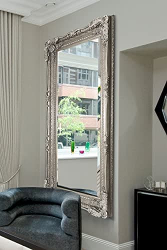 Image of MirrorOutlet Large Silver Antique Style Wall Mirror New Rectangle 6Ft X 3Ft 180cm X 90cm